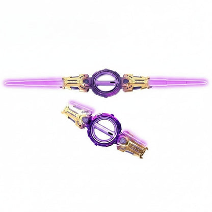 Illuminated Dual-Bladed Fantasy Sword with Extendable Features