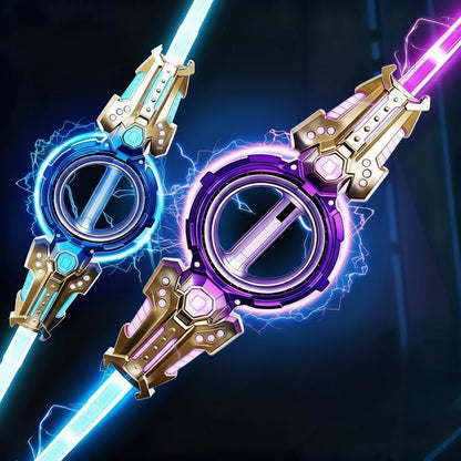Illuminated Dual-Bladed Fantasy Sword with Extendable Features