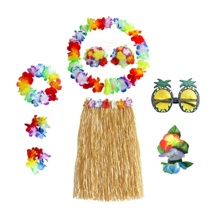 Tropical Dancer Costume Set - Two Piece Hula Outfit with Accessories