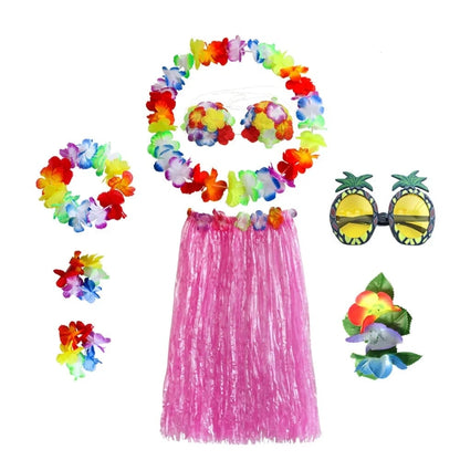 Tropical Dancer Costume Set - Two Piece Hula Outfit with Accessories