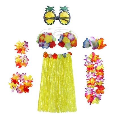 Tropical Dancer Costume Set - Two Piece Hula Outfit with Accessories