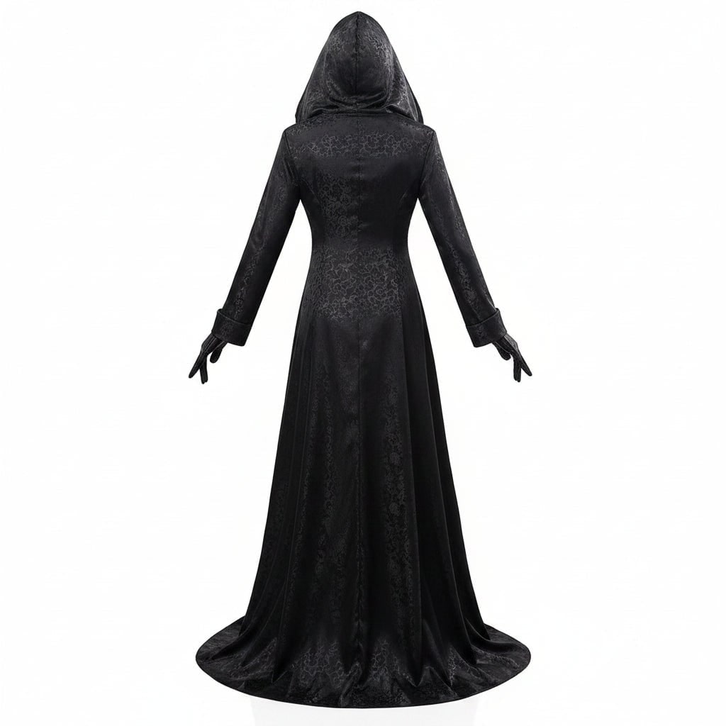 Elegant Gothic Vampire Gown with Hood & Accessories
