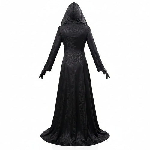 Elegant Gothic Vampire Gown with Hood & Accessories