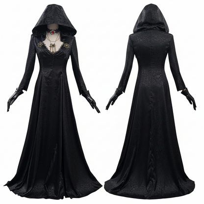 Enchanting Gothic Vampire Dress with Choker and Gloves