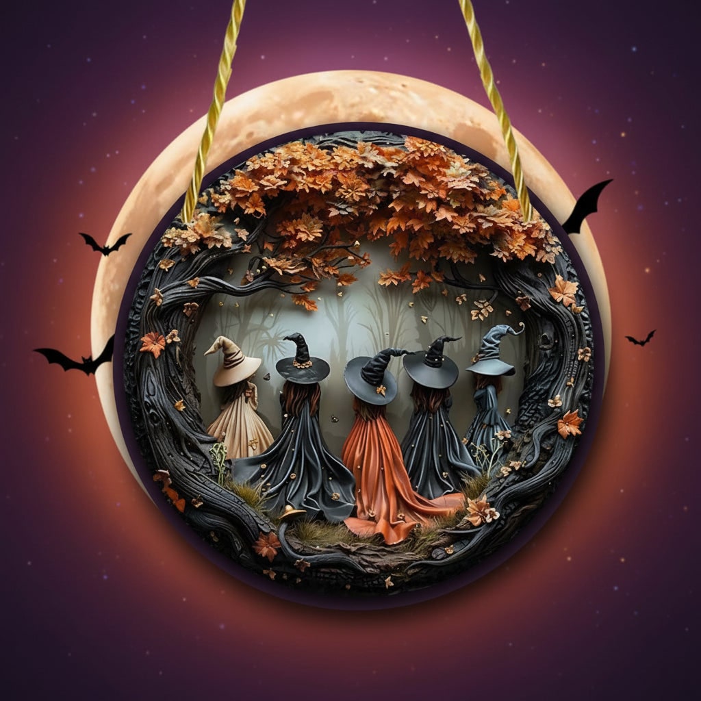 Enchanting Witch Relief Wall Decor for Autumn Celebrations