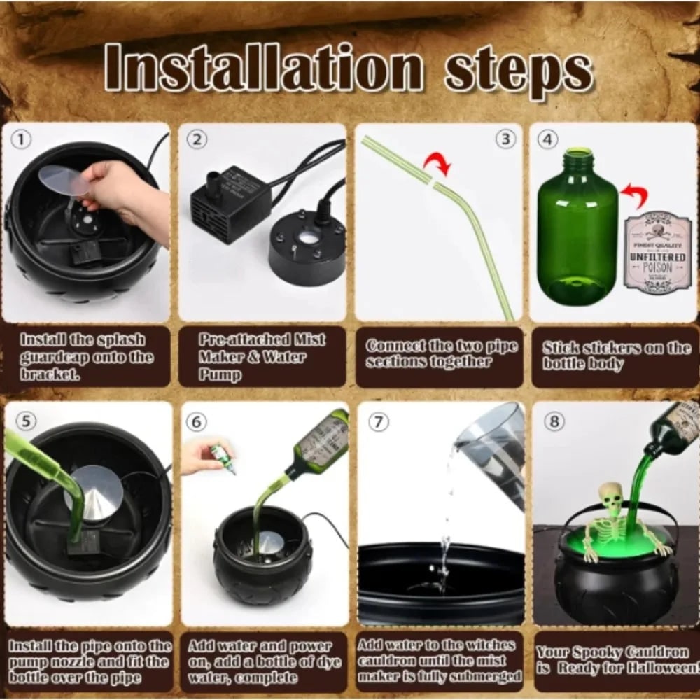 Spooky Cauldron Fog Maker with Enchanting LED Lights