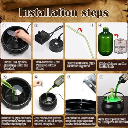Spooky Cauldron Fog Maker with Enchanting LED Lights