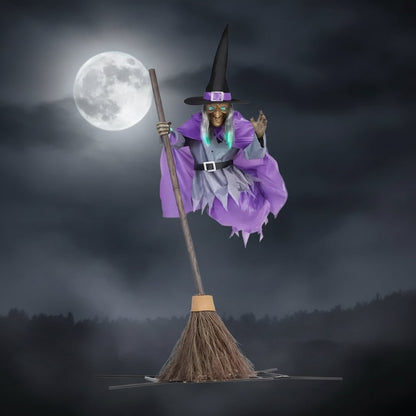 Spooky Life-Size Witch Outdoor Decoration with Illuminated Eyes