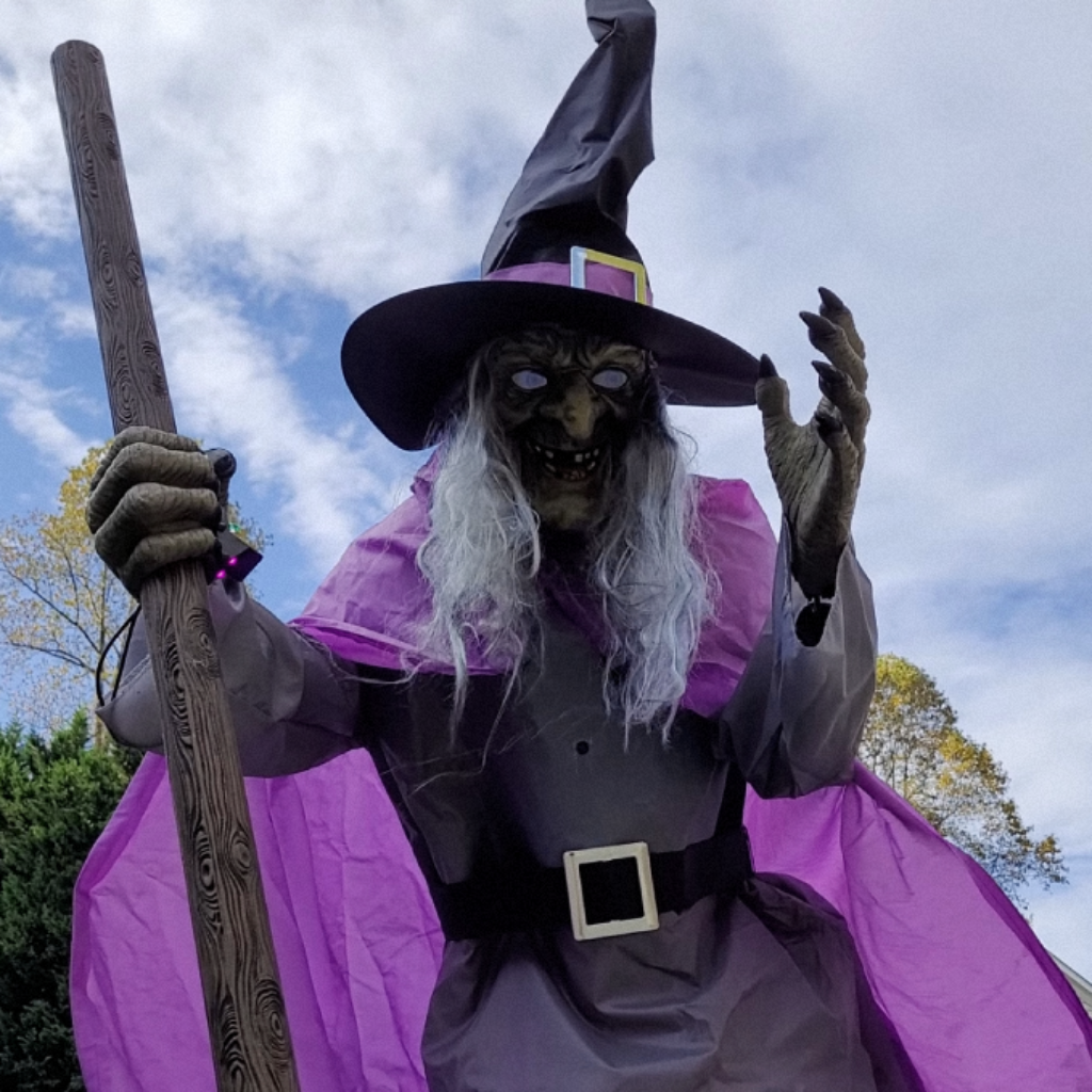 Spooky Life-Size Witch Outdoor Decoration with Illuminated Eyes