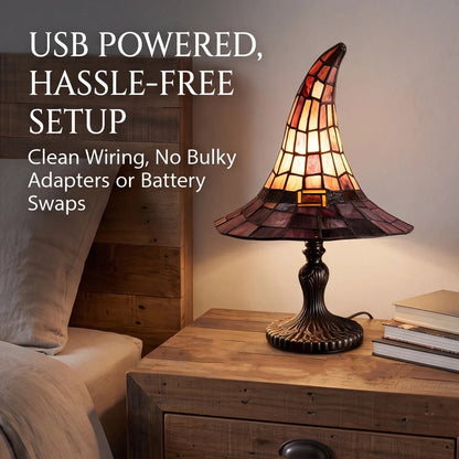 Gothic Charm Witch Hat Table Lamp with USB Power for Cozy Spaces