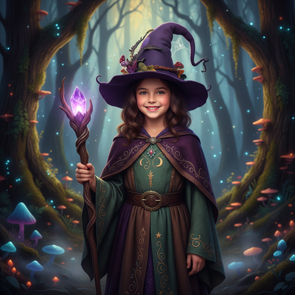 Mystical Sorceress Hat with Enchanted Forest Accents