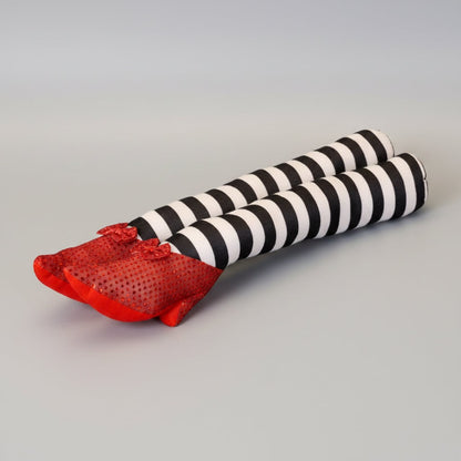 Spooky Witch Leg Door Stopper with Striped Stockings & Red Heels