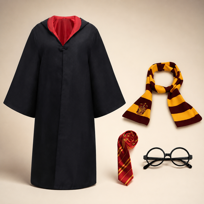 Enchanted Sorcerer's Robe Set with Hood and Accessories
