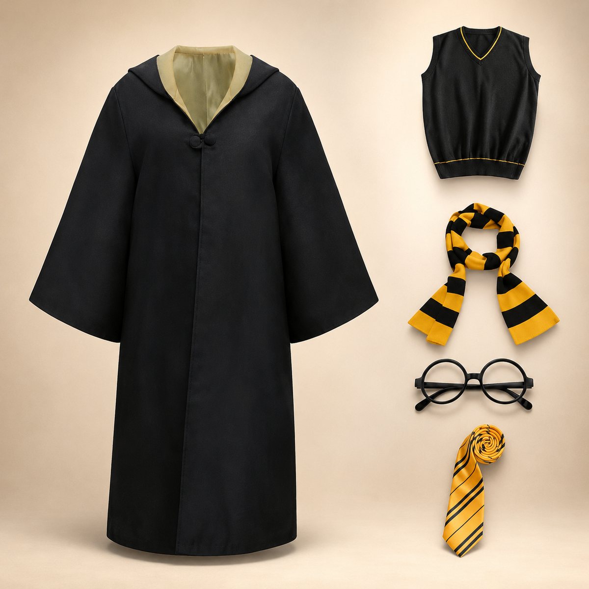 Enchanted Sorcerer's Robe Set with Hood and Accessories