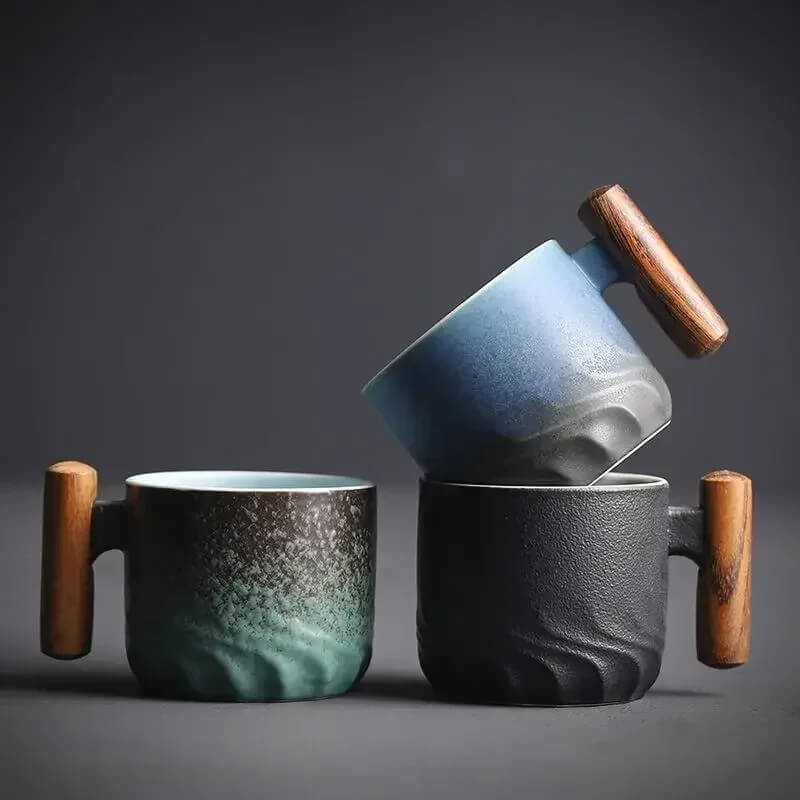 Handcrafted Stoneware Coffee Cups with Rustic Finish