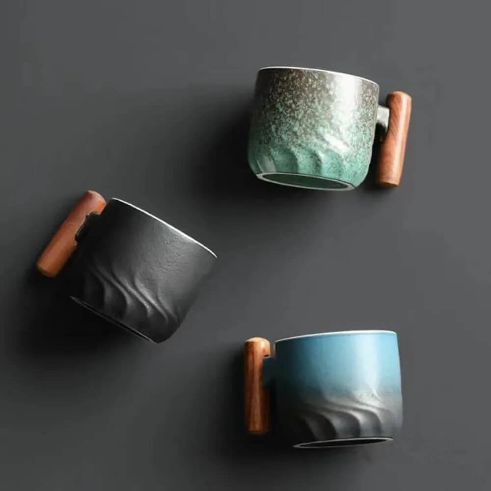 Handcrafted Stoneware Coffee Cups with Rustic Finish