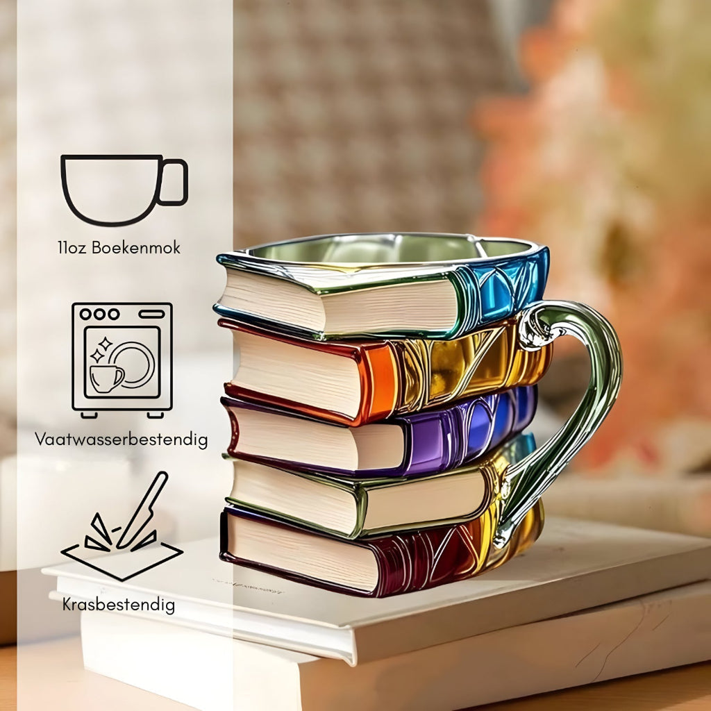 3D Book Stack Design Resin Coffee Cup – Colorful Drinkware