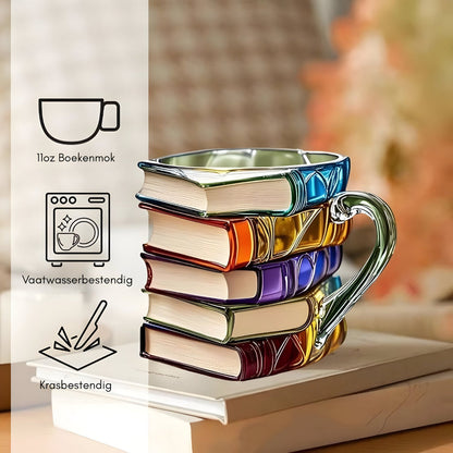 3D Book Stack Design Resin Coffee Cup – Colorful Drinkware