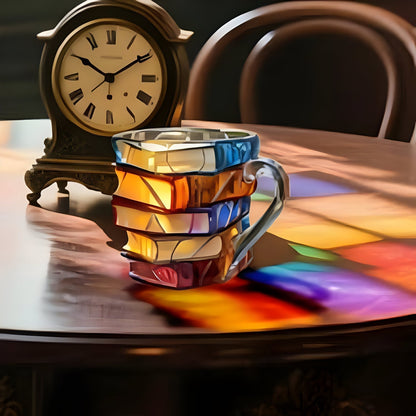 3D Book Stack Design Resin Coffee Cup – Colorful Drinkware