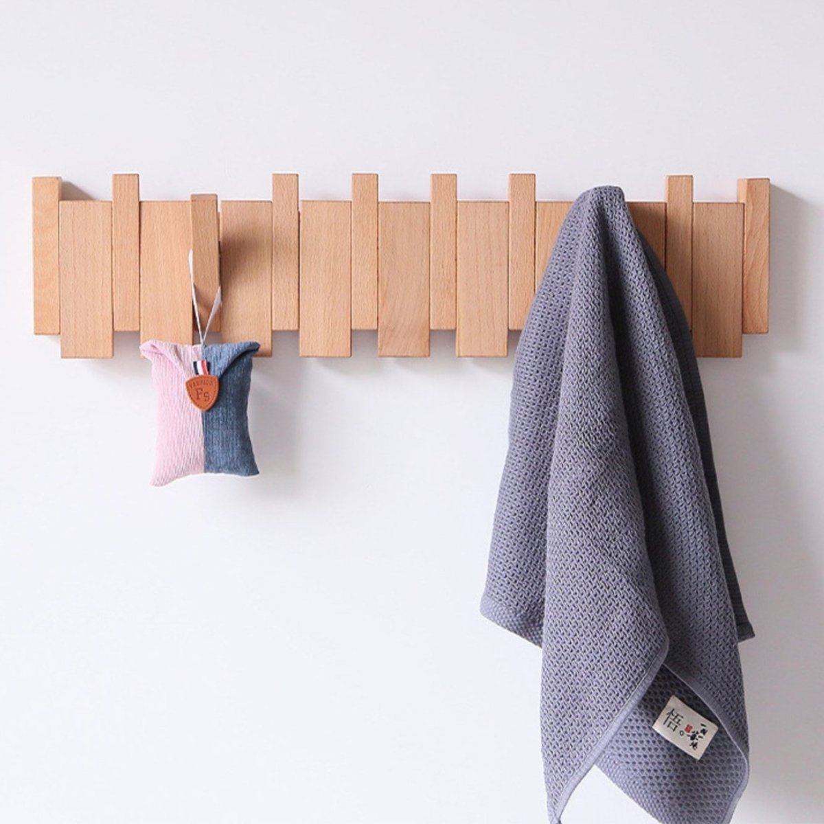 Handcrafted Wall-Mounted Coatrack in Elegant Wooden Piano Style