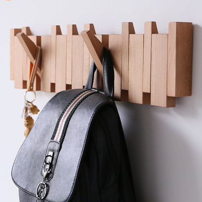 Handcrafted Wall-Mounted Coatrack in Elegant Wooden Piano Style