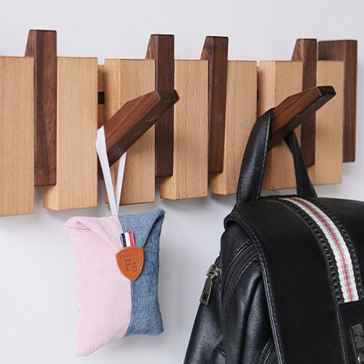 Handcrafted Wall-Mounted Coatrack in Elegant Wooden Piano Style