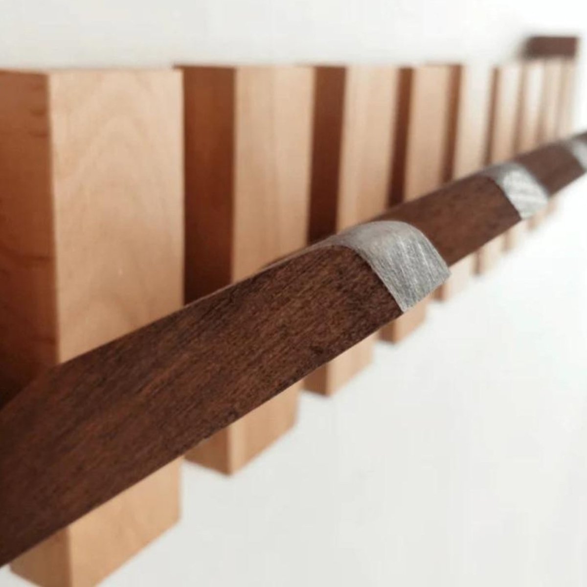 Handcrafted Wall-Mounted Coatrack in Elegant Wooden Piano Style