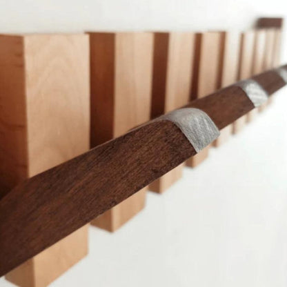 Handcrafted Wall-Mounted Coatrack in Elegant Wooden Piano Style
