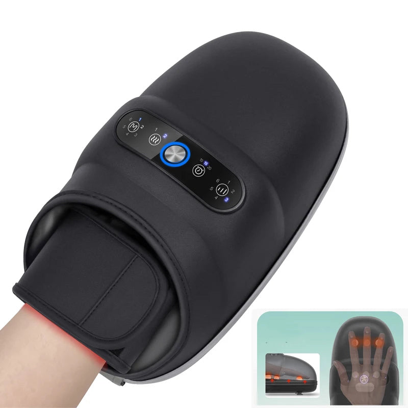 Wireless Hand Massager with Heat and Air Compression | 6 Settings for Fingers, Palms, and Wrists, USB-C Rechargeable