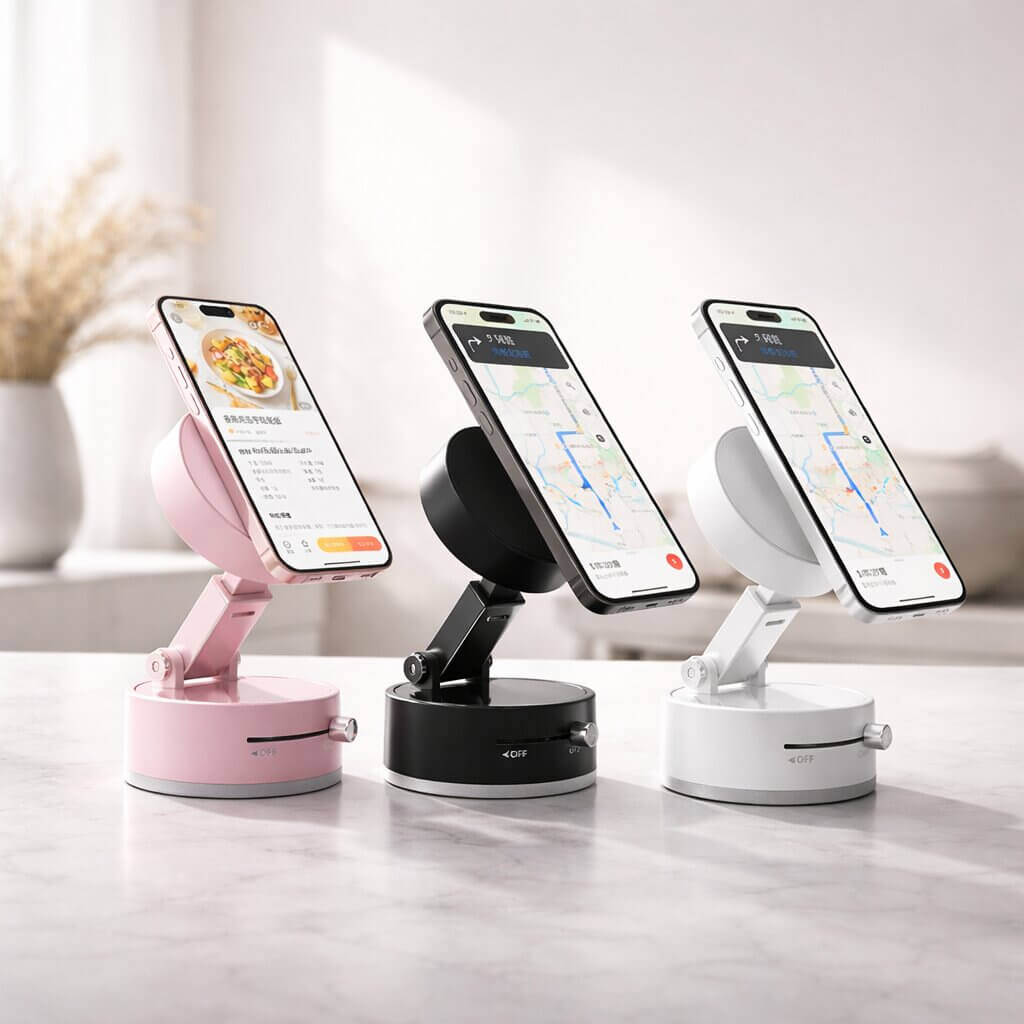 360° Rotating Magnetic Phone Holder with Vacuum Suction