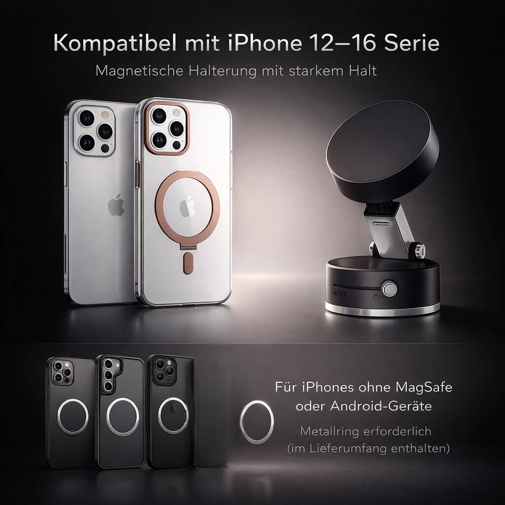 360° Rotating Magnetic Phone Holder with Vacuum Suction