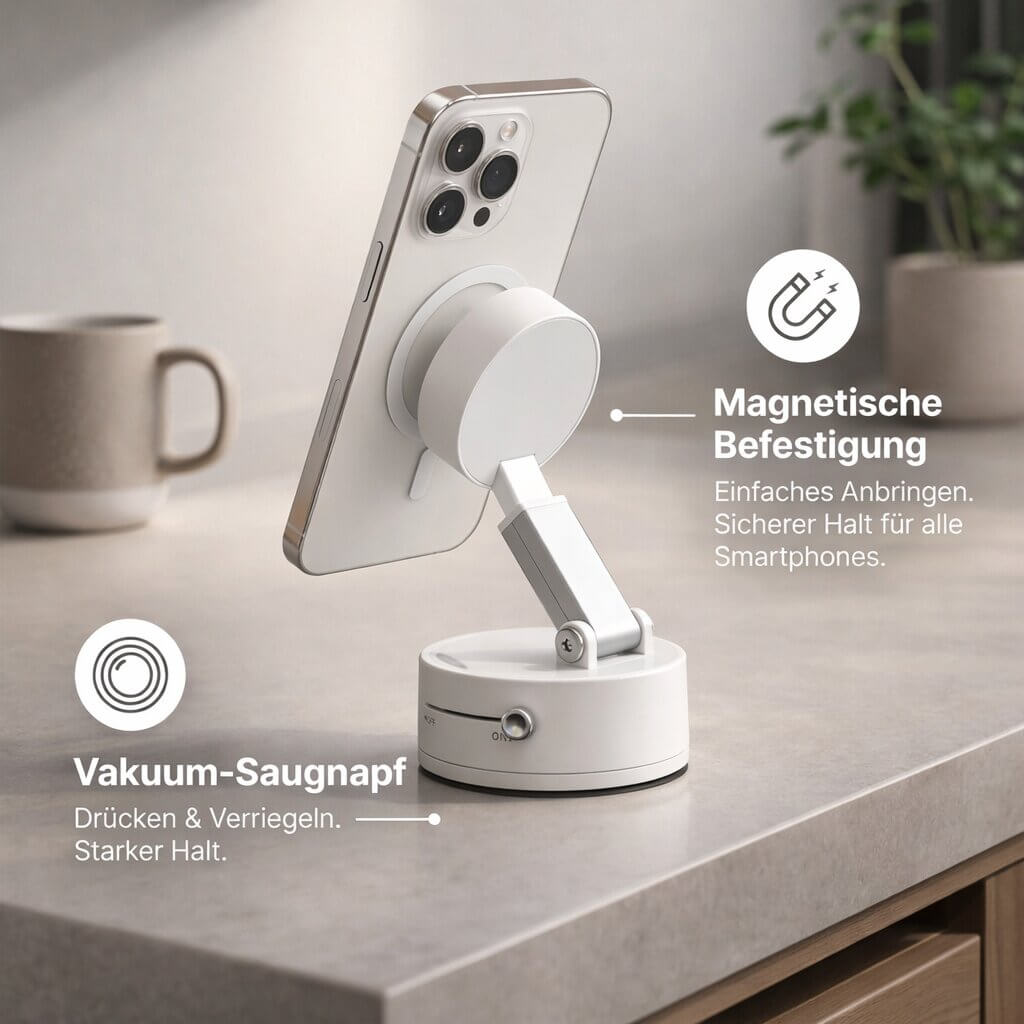 360° Rotating Magnetic Phone Holder with Vacuum Suction