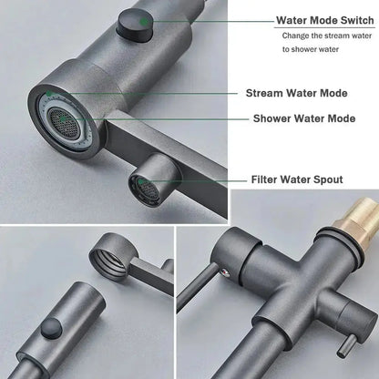 3-Function Kitchen Faucet with Pull-Down Sprayer