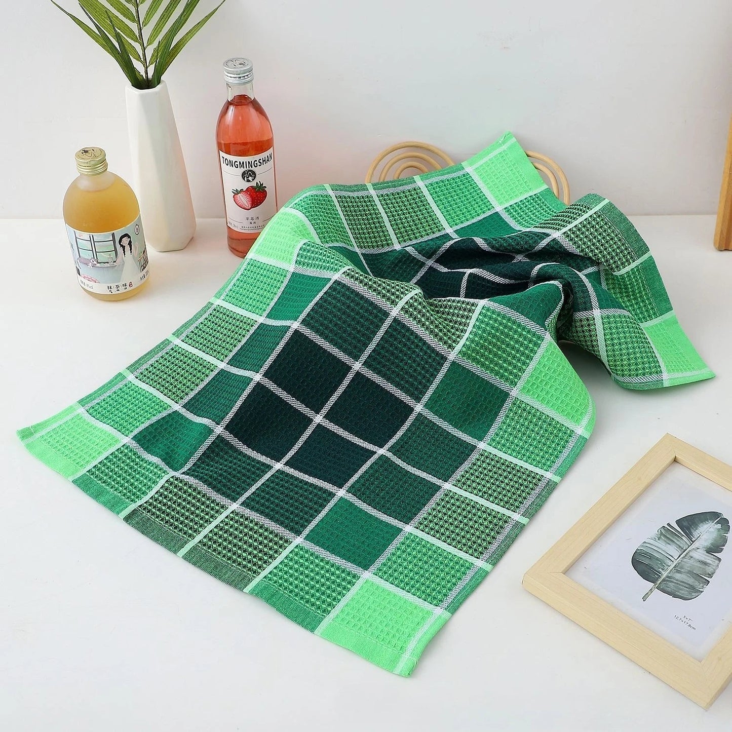 Retro Waffle Textured Kitchen Towels for Comfort and Style