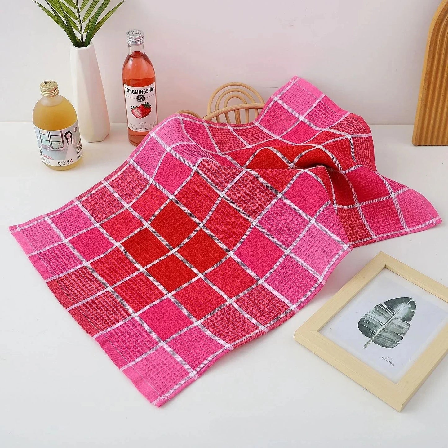 Retro Waffle Textured Kitchen Towels for Comfort and Style