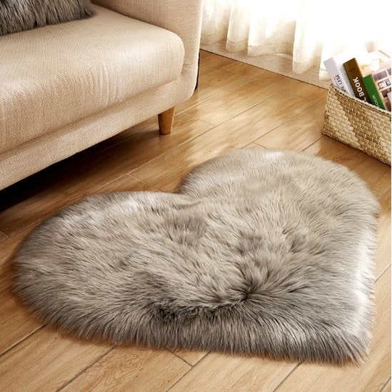 Cozy Heart-Shaped Plush Rug with Non-Slip Backing – 8x10 Size
