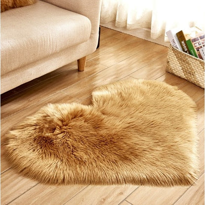 Cozy Heart-Shaped Plush Rug with Non-Slip Backing – 8x10 Size