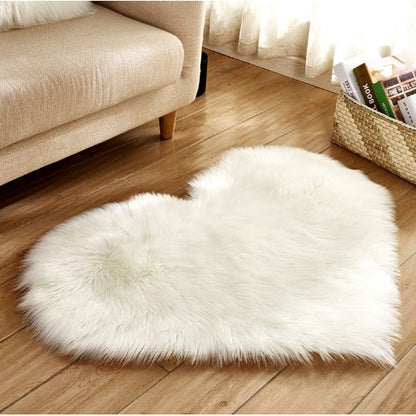 Cozy Heart-Shaped Plush Rug with Non-Slip Backing – 8x10 Size