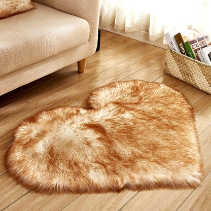 Cozy Heart-Shaped Plush Rug with Non-Slip Backing – 8x10 Size