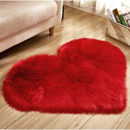 Cozy Heart-Shaped Plush Rug with Non-Slip Backing – 8x10 Size