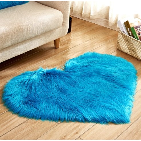 Cozy Heart-Shaped Plush Rug with Non-Slip Backing – 8x10 Size