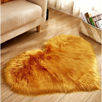 Cozy Heart-Shaped Plush Rug with Non-Slip Backing – 8x10 Size