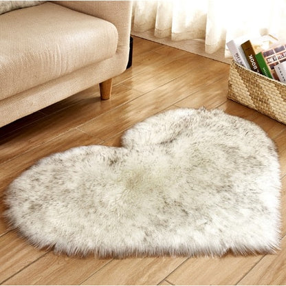 Cozy Heart-Shaped Plush Rug with Non-Slip Backing – 8x10 Size