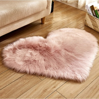 Cozy Heart-Shaped Plush Rug with Non-Slip Backing – 8x10 Size