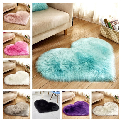 Cozy Heart-Shaped Plush Rug with Non-Slip Backing – 8x10 Size