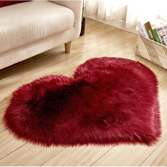 Cozy Heart-Shaped Plush Rug with Non-Slip Backing – 8x10 Size