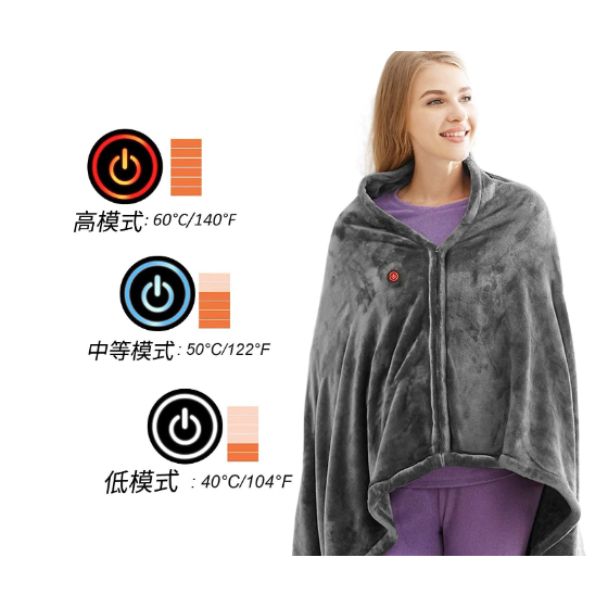 USB-Powered Fleece Wrap Blanket with Adjustable Heat Settings