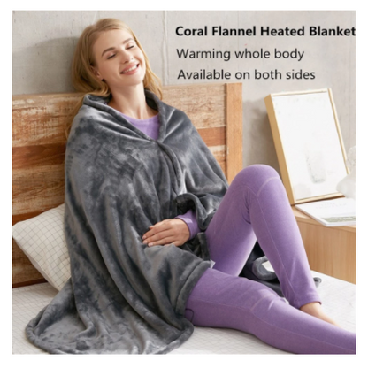 USB-Powered Fleece Wrap Blanket with Adjustable Heat Settings