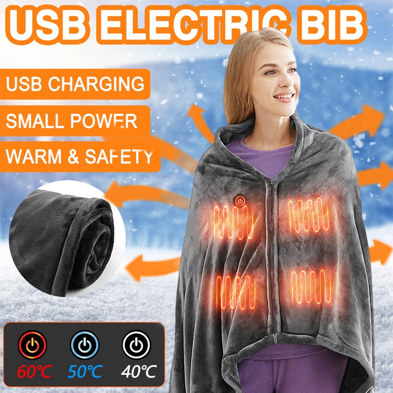 USB-Powered Fleece Wrap Blanket with Adjustable Heat Settings
