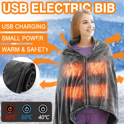 USB-Powered Fleece Wrap Blanket with Adjustable Heat Settings